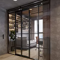 Modern Apartment Interior With Open Layout Orange Sofa Pendant Lights And Floor to Ceiling Windows