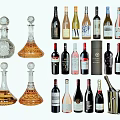 Stylish Wine Bottles and Crystal Decanters Collection with Various Colors and Designs