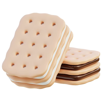 Modern Cookie Food Chocolate Cookie Cream Cookie Cartoon Food 3d model