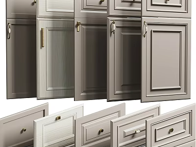 Functional And Stylish Kitchen Cabinets With Diverse Door Drawer Designs And Modern Hardware 3d model