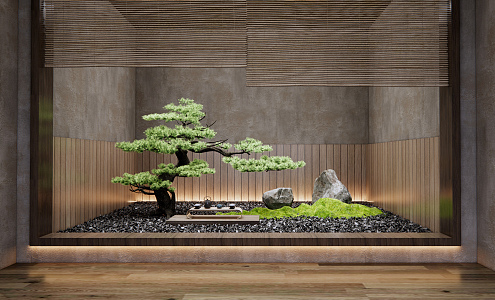 Japanese style landscape sketch courtyard sketch 3d model