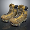 Brown And Black High top Hiking Boots With Gray Laces And Non slip Soles