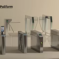 Stainless Steel Public Access Control Gates With Tripod Flap Barriers And Electronic Readers