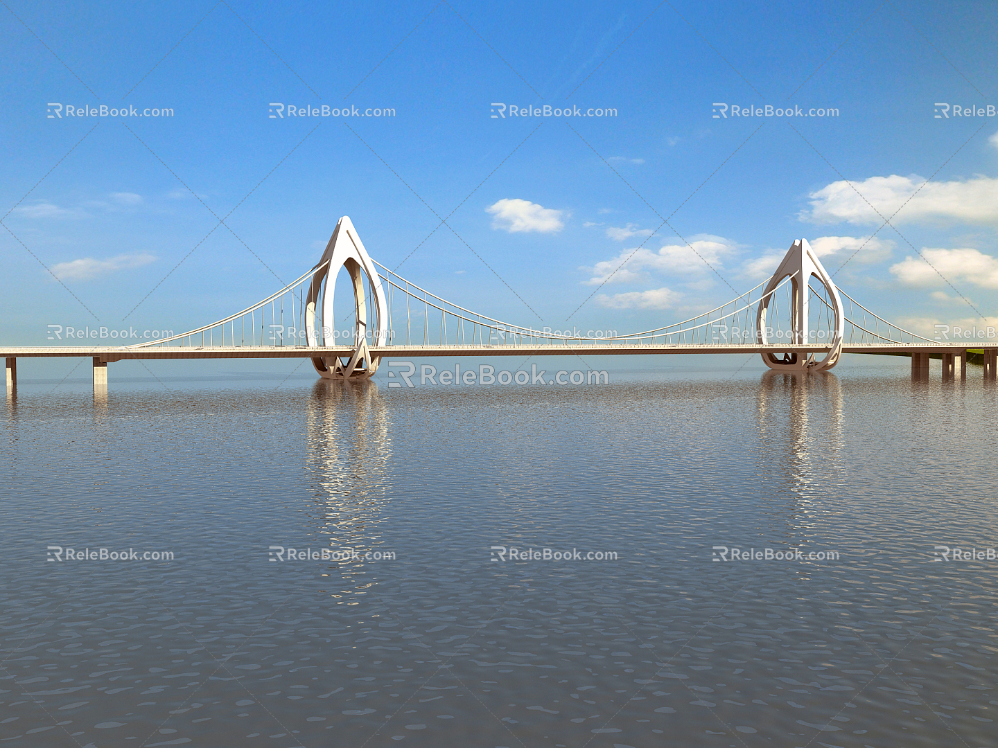 Modern Bridge Bridge Road Landscape 3d model