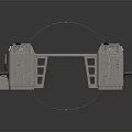 3D Model of Mechanical Console Units With Connecting Beam And Control Panels
