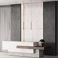 Modern Reception Desk With Marble Counter And Illuminated Backdrop Wall 3d model