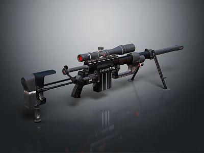 Modern Tactical Sniper Rifle With Long Barrel High Precision Scope Bipod And Magazine 3d model