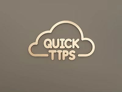 Cloud Shaped Golden Wall Hanging with Quick Tips Text on Gray Background 3d model