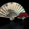 Traditional Chinese Decorative Fans With White Black Patterns And Red Design