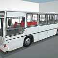 White City Bus Interior With Red Seats And Large Transparent Windows