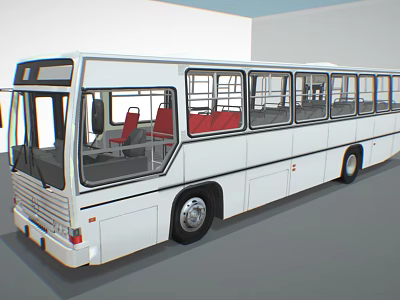 White City Bus Interior With Red Seats And Large Transparent Windows 3d model