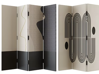 Modern Room Divider Screen With Geometric Patterns Textures And Color Blocks 3d model