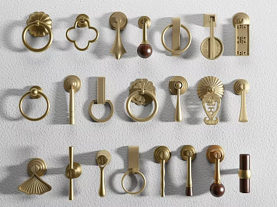 New Chinese Handle Pendant Handle Water Drop Fan Leaf Handle Classical Handle Brass Handle 3d model