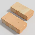 Two Rectangular Terracotta Clay Bricks With Textured Surface For Building Construction 3d model