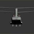 Twin Rotor Helicopter With Streamlined Body Multiple Windows And Reflection On Dark Surface