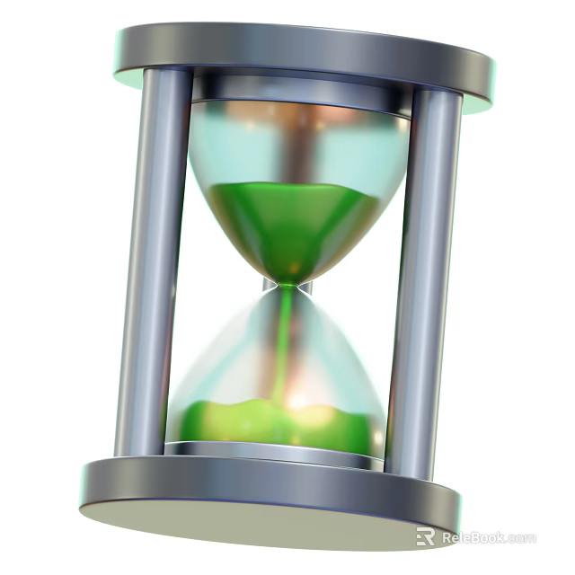 Household Hourglass Timer With Metal Stand And Green Sand Glass Container 3d model 
