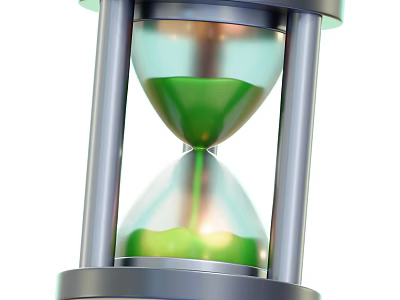 Household Hourglass Timer With Metal Stand And Green Sand Glass Container 3d model