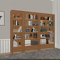 Natural Wooden Bookcase With Multiple Shelves Books Decorative Items And Storage Boxes