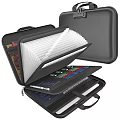 Open Professional Briefcase with Organized Folders Cards Pen and Document Compartments 3d model