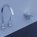 Contemporary Chrome Kitchen Faucet With Separate Handle On Wall
