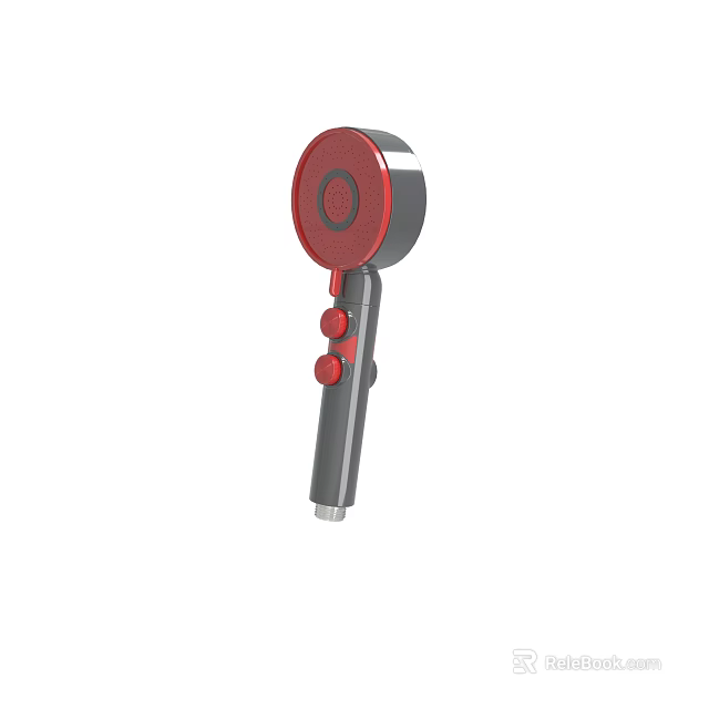 Handheld Red And Gray Shower Head With Ergonomic Design And Control Buttons 3d model 