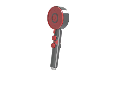 Handheld Red And Gray Shower Head With Ergonomic Design And Control Buttons 3d model