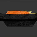 Fresh Salmon Slices Arranged on Black Stone Plates with Lemon Slices