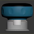Round Blue And Black Electronic Device With Top LED Light Control Buttons And White Base