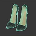 Black High Heel Shoes With Red Heels Pointed Toe And Shiny Reflection