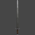 Medieval Sword With Wooden Hilt And Metal Blade Featuring Crossguard Design