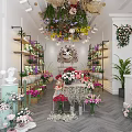 Elegant Flower Shop Interior With Various Fresh Flowers Shelves Green Plants And Decorative Bouquets