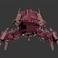Pink Mechanical Creature With Intricate Metallic Structure Multiple Legs And Green Glowing Lights