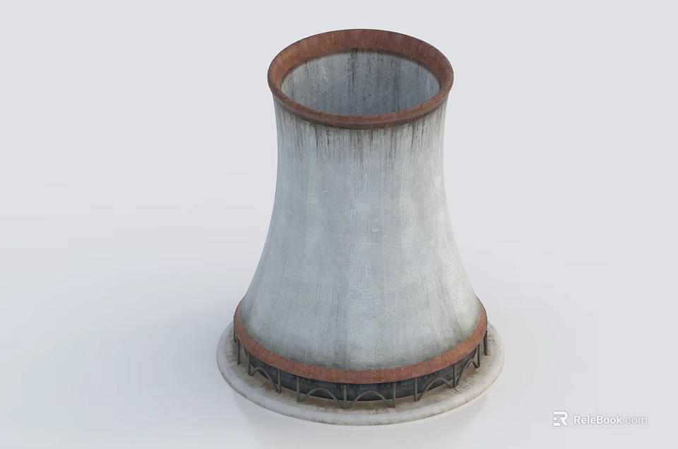 Industrial Pipe Structure With Gray Concrete Exterior Rusted Metal Edges And Cylindrical Design 3d model 