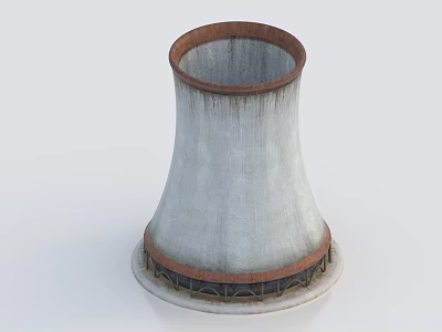 Industrial Pipe Structure With Gray Concrete Exterior Rusted Metal Edges And Cylindrical Design 3d model
