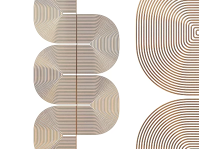 Modern Abstract Geometric Wall Decor with Gold Lines on White Background 3d model