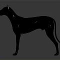 Black Doberman Dog Sculpture Standing On Glossy Black Surface With Gray Gradient Background
