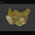 Futuristic Metallic Decorative Mask With Intricate Flower Details And Textured Surface