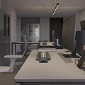 Modern Office Interior Design With Desk Computer Monitor Ergonomic Chair And Storage Cabinets