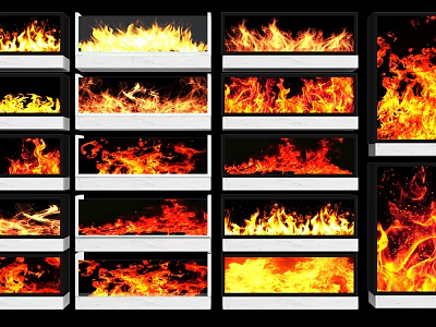 Realistic Fireplace With Multiple Different Flame Effects And Decorative Styles 3d model