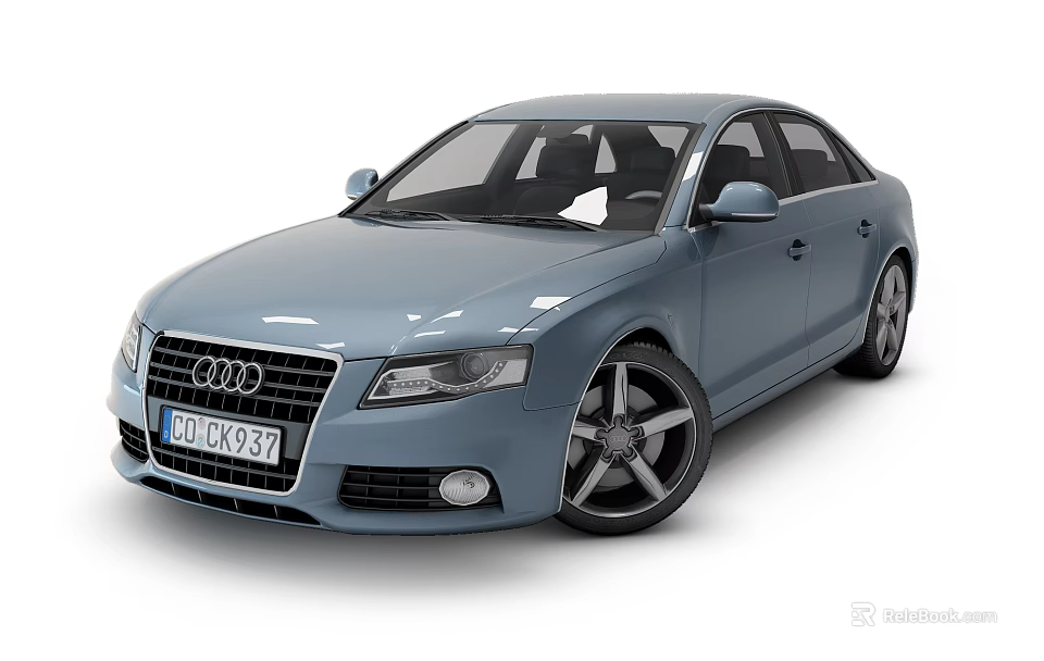 Blue Audi Sedan with Four Door Design and Silver Alloy Wheels 3d model 