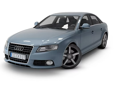 Blue Audi Sedan with Four Door Design and Silver Alloy Wheels 3d model