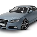Blue Audi Sedan with Four Door Design and Silver Alloy Wheels