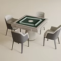 Modern Square Entertainment Table With Green Tabletop And Four Gray Woven Backrest Chairs