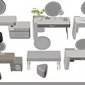 Modern Dressing Table Designs With Round Mirrors Stools Drawers And Cabinets 3d model