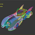 Futuristic Blue Bat Like Wings Car With Shiny Exterior And Red Tinted Windows
