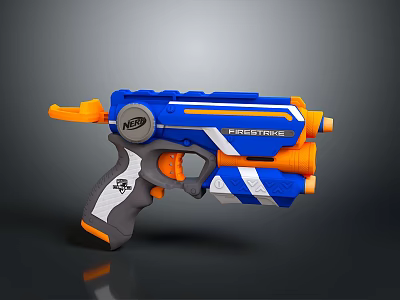 NERF MegaStryfe Blue Orange Toy Blaster With White Accents And Double Barrel 3d model