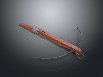 Wooden Bow With Curved Arms String And Metal Parts For Traditional Hunting Weaponry 3d model