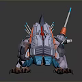 Futuristic Mechanical Dragon With Armored Body Colorful Spikes And Cybernetic Details
