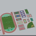 Modern Football Field With Surrounding Basketball Courts Tennis Courts Running Track And Sports Facilities 3d model