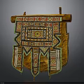 Traditional Decorative Hanging Tapestry With Wooden Frame And Colorful Geometric Patterns
